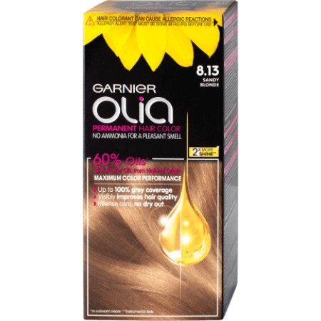 Garnier Olia Vopsea de păr permanentă fără amoniac 8.13 blond cenuşiu, 1 buc