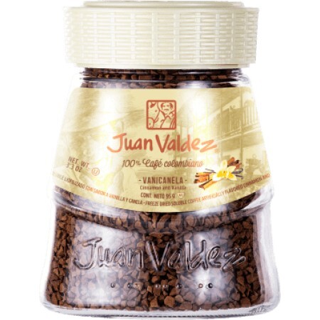 Juan Valdez Cafea solubilă liofilizată cu vanilie și scorțișoară, 95 g