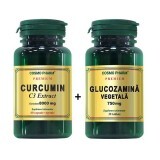 Curcumin C3 Extract, 60 capsule + Glucozamină vegetală 750 mg, 30 tablete, Cosmopharm