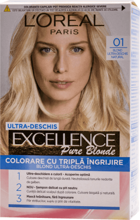 Loreal Paris  EXCELLENCE CREME Vopsea de păr permanentă cu amoniac 01, 1 buc