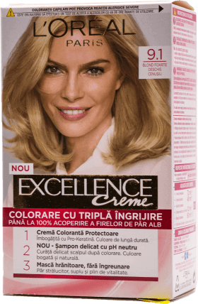 Loreal Paris EXCELLENCE CREME Vopsea de păr permanentă cu amoniac 9.1, 1 buc