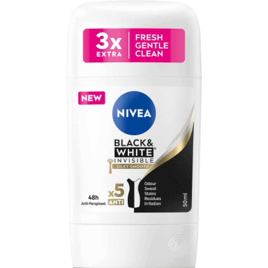 Nivea Nivea Deo stick  Black&W Silky 50ml, 50 ml