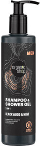 Organic Shop Șampon &amp; gel de duș bărbați, 280 ml