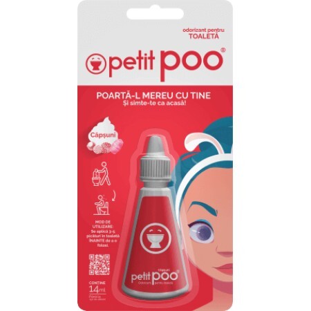 petit poo Odorizant toaletă picături căpșuni, 14 ml