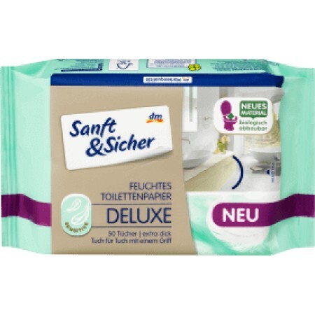 Sanft&Sicher Deluxe Sensitive hârtie igienică umedă, 50 buc