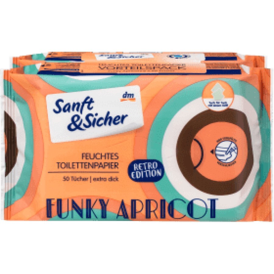 Sanft&Sicher Hârtie igienică umedă funky apricot, 100 buc