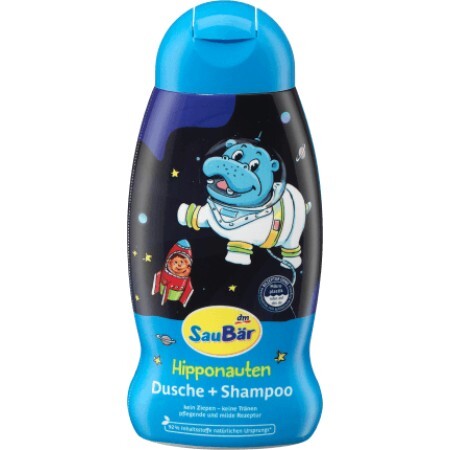 SauBär 2în1 gel de duș + șampon Hippo, 250 ml