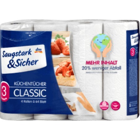 Saugstark&Sicher Classic șervețele de bucătărie, 4 buc