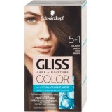 Schwarzkopf Gliss Color Vopsea de păr permanentă 5-1 Șaten Rece, 1 buc