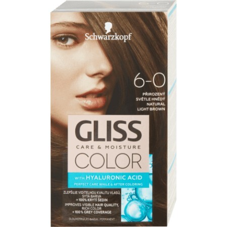 Schwarzkopf Gliss Color Vopsea de păr permanentă 6-0 Șaten Deschis Natural, 1 buc