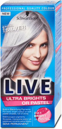 Schwarzkopf Live Vopsea de păr semi-permanentă Live Ultra Brights 98 Steel Silver, 80 g