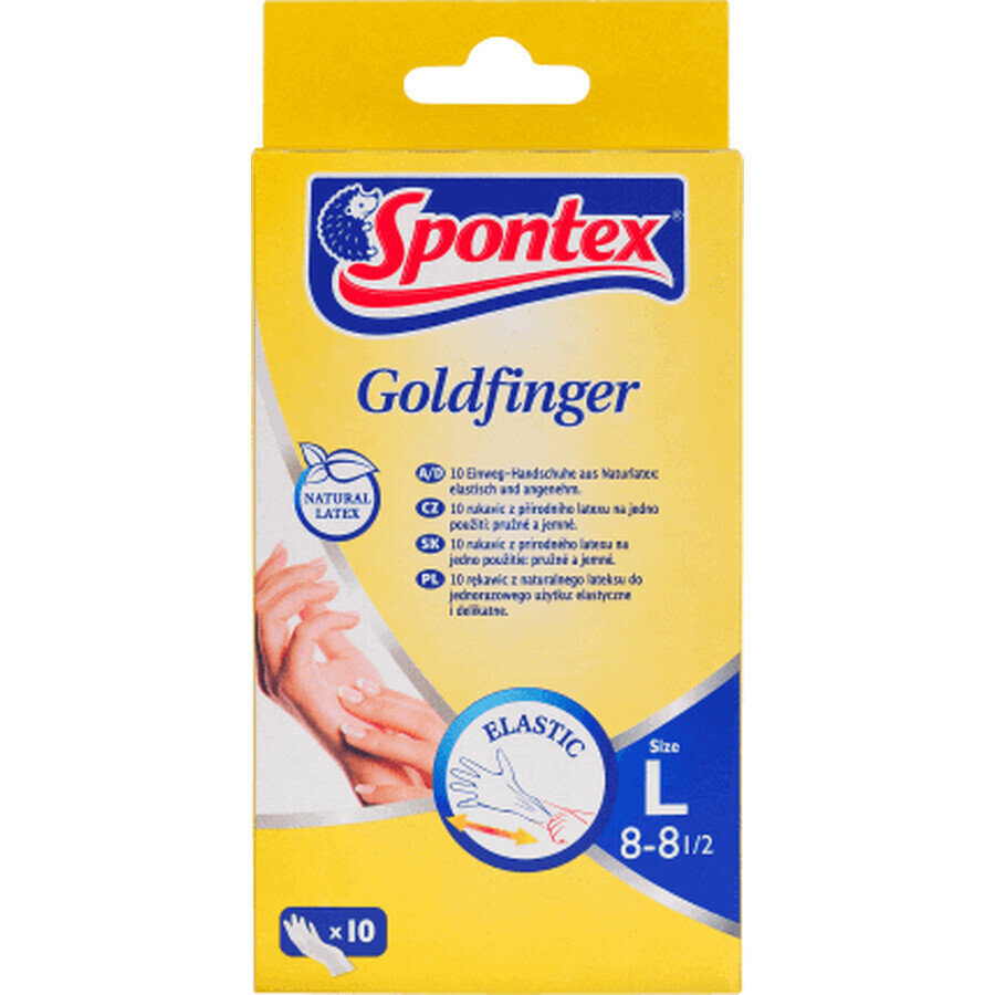 Spontex Mănuși latex Goldfinger L, 10 buc