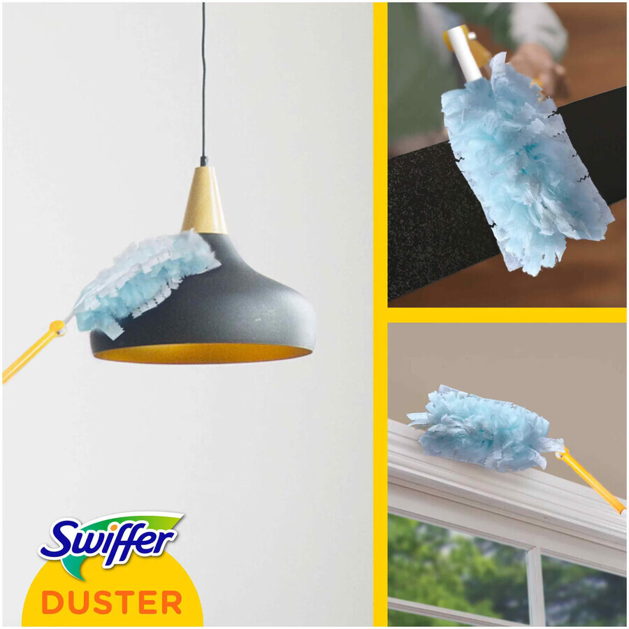 Set pămătuf pentru curățarea prafului cu 4 rezerve Duster Kit Trap & Lock, 1 bucată, Swiffer