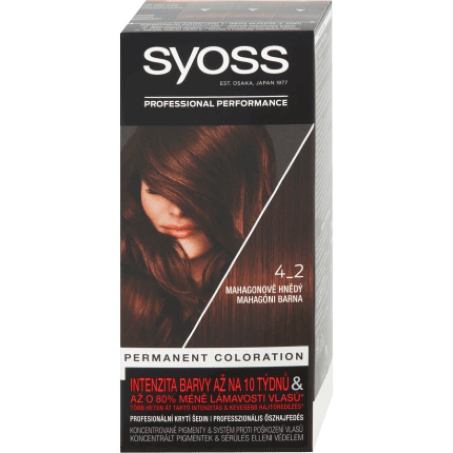 Syoss Color Vopsea de păr permanentă 4-2 Șaten Mahon, 1 buc