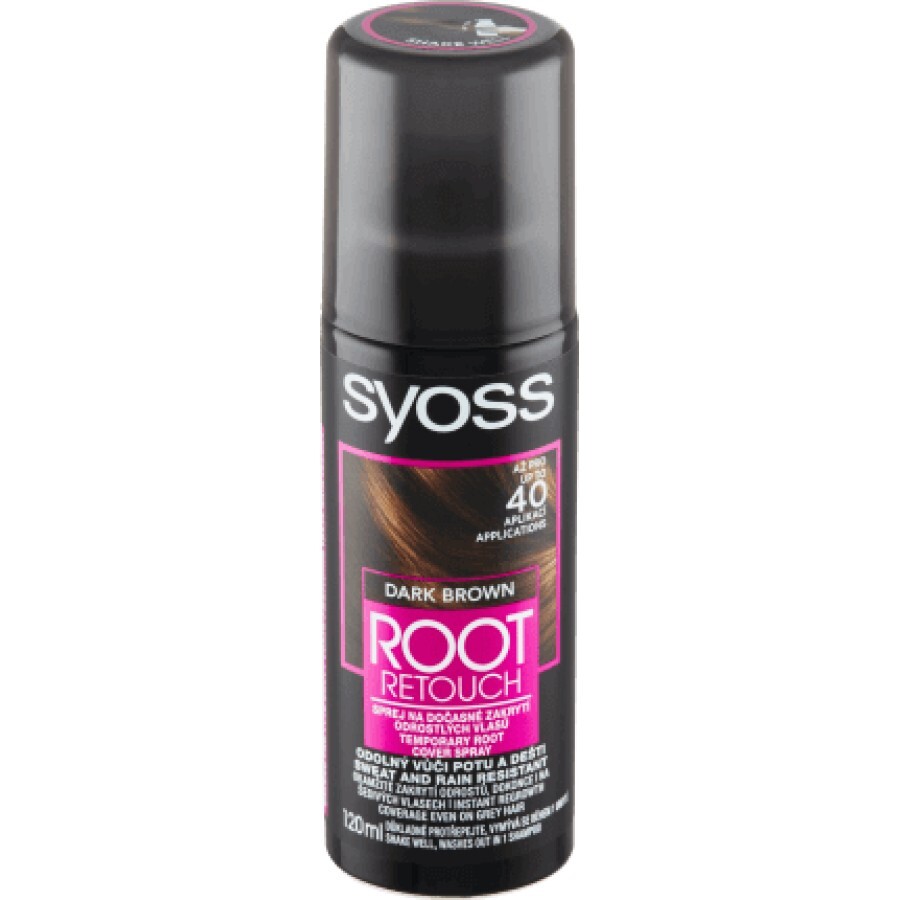 Syoss Root Retoucher Spray pentru vopsirea temporară a rădăcinilor dark brown 120, 120 ml