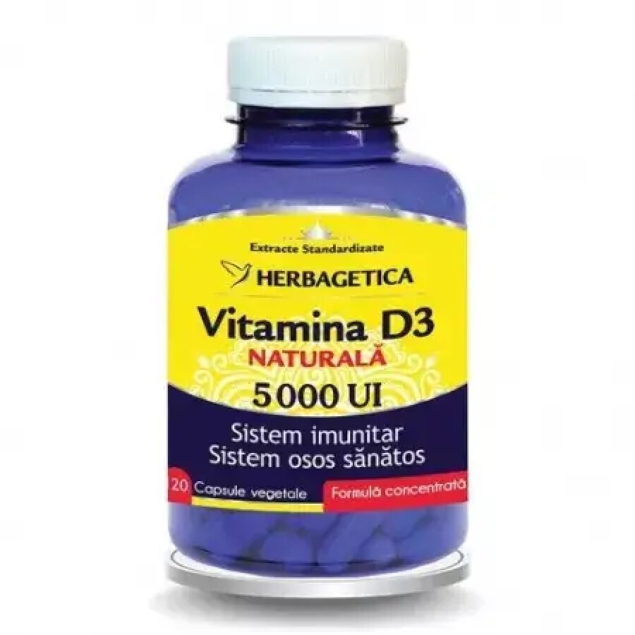 Detrix Forte Vitamina D3 5000 UI, 120 capsule, Herbagetica